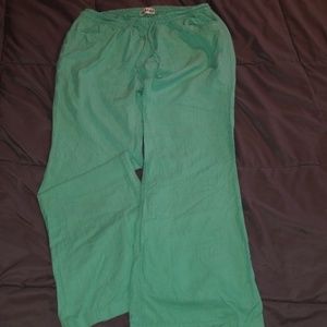 Teal linen pants